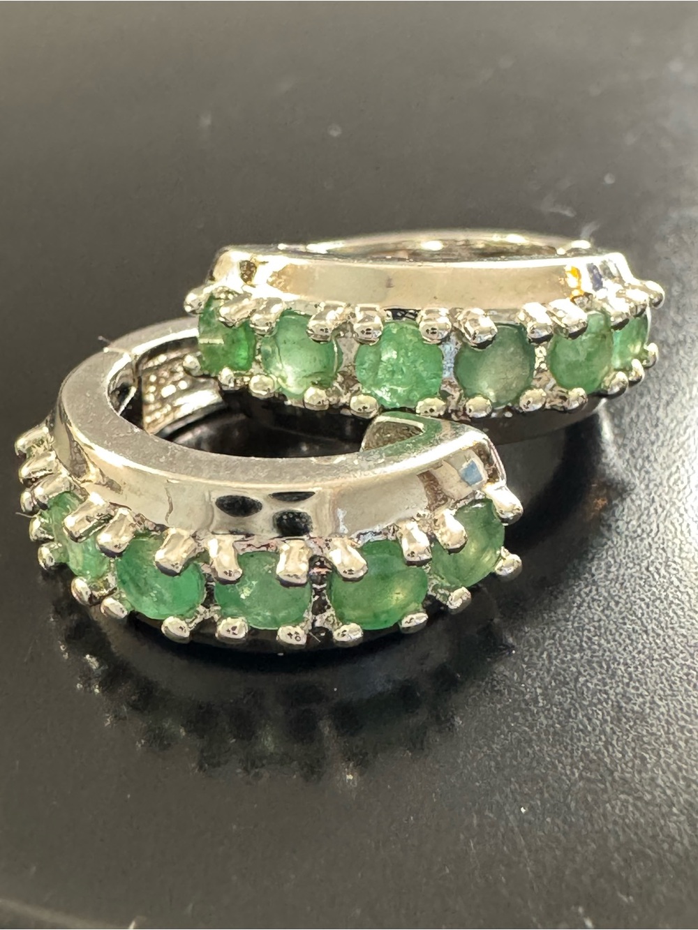 Sterling Silver Emerald Huggie Hoop Earrings 925 Ross-Simons - Genuine Emerald